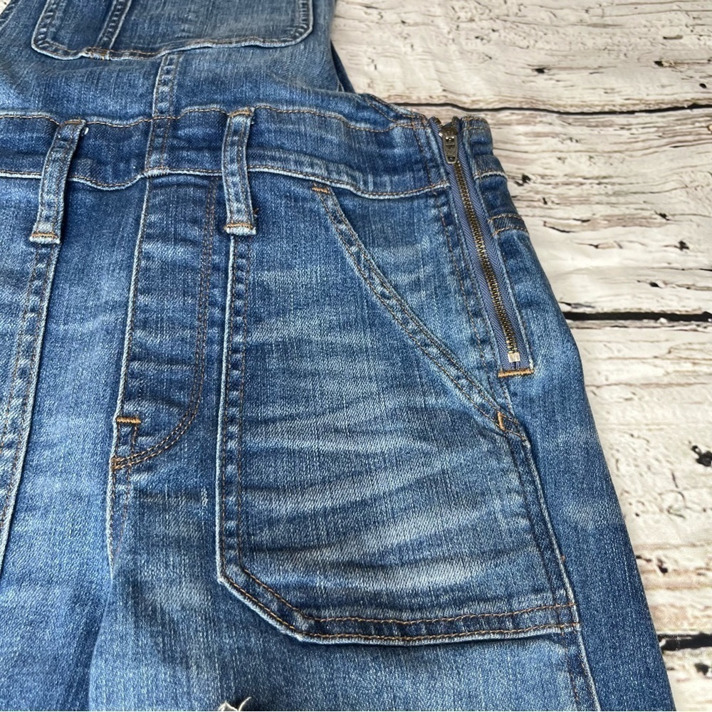 Madewell Skinny Denim Overalls With Raw Hem  Size XS - Picture 4 of 9